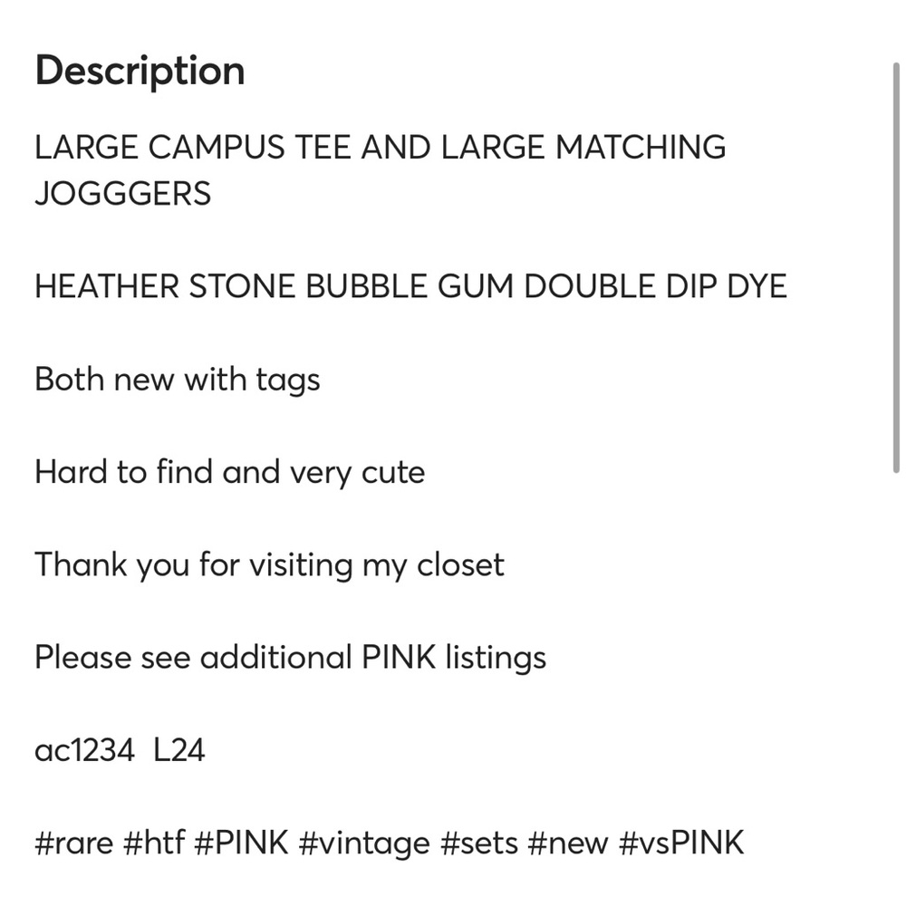 NWT VS PINK Ombre T-Shirt and Sweatpants Set - Picture 13 of 13